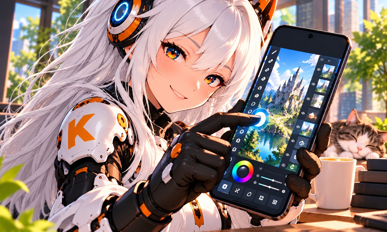 Krimble creative companion using graphics tools on a phone